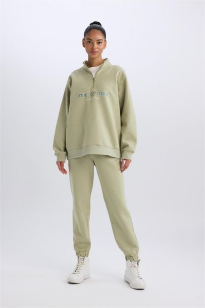 Standard Fit Double Pocket Thick Sweatshirt Fabric Trousers