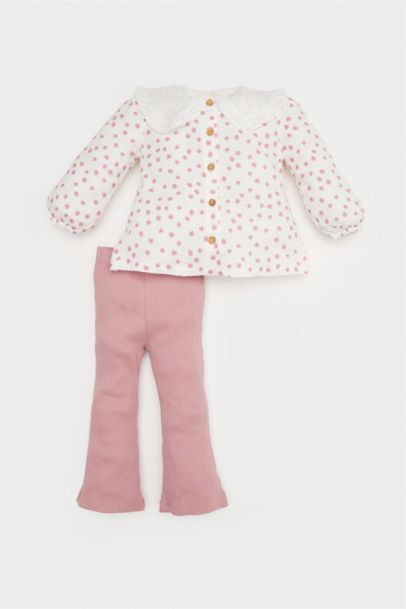 Baby Girl Floral Poplin Shirt Trousers 2 Piece Set