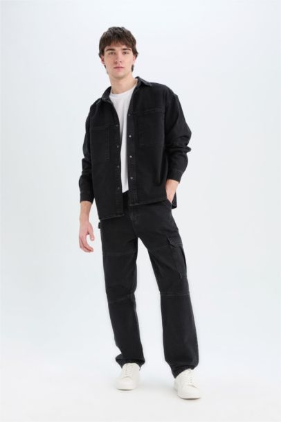 قميص جينز اوفر سايز ردن طويل