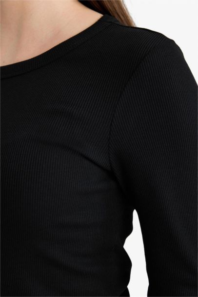 Slim Fit Basic Ribbed Long Sleeve T-Shirt