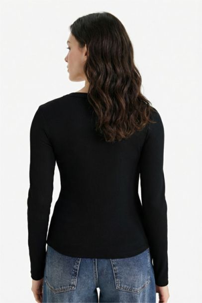 Slim Fit Basic Ribbed Long Sleeve T-Shirt