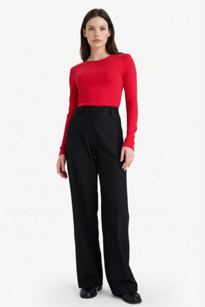 Slim Fit Basic Corduroy Ribbed T-Shirt