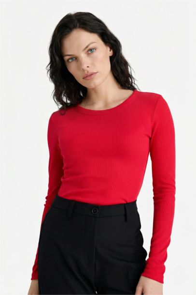 Slim Fit Basic Corduroy Ribbed T-Shirt