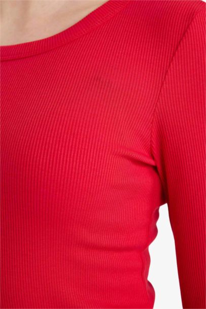 Slim Fit Basic Corduroy Ribbed T-Shirt