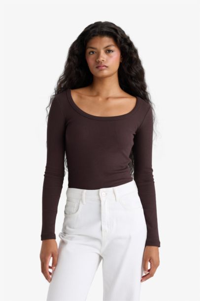 Slim Fit Round Neck Basic Ribbed Camisole T-Shirt