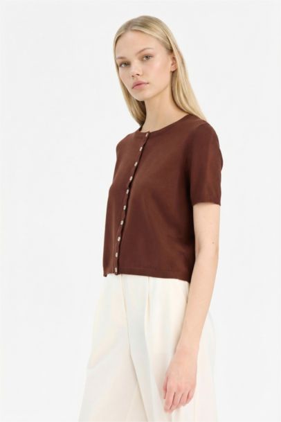 Cardigan à col rond Coupe régulière