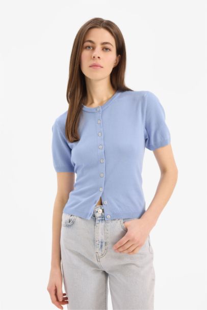 Regular Fit Crew Neck Basic Knitted Cardigan