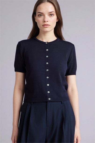 Regular Fit Crew Neck Cardigan