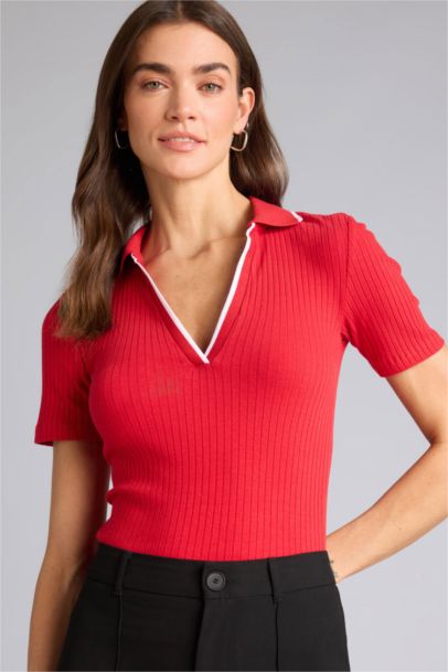 Slım Fıt Polo Yaka Fitilli Kaşkorse Kısa Kollu Polo Tişört