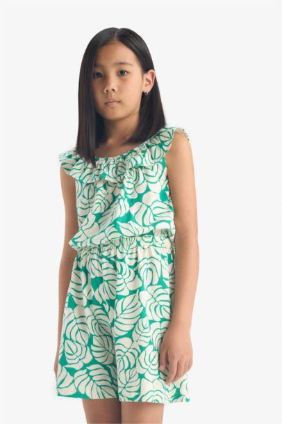 Girl Patterned Sleeveless Jumpsuit