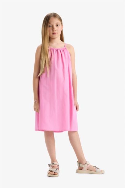 Girl A Cut Cotton Sleeveless Dress