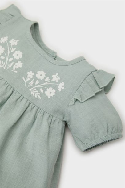 Baby Girl Short Sleeve Flare Poplin Dress