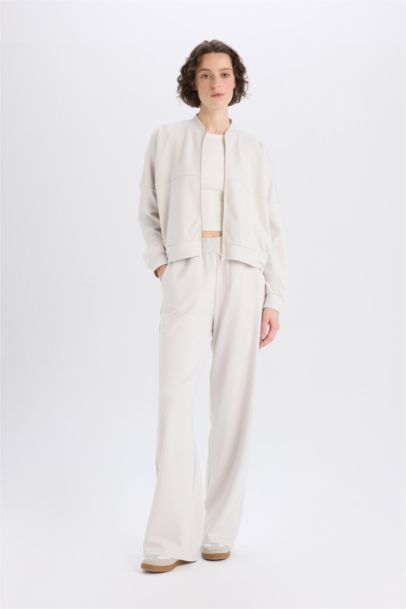 Wide Leg İnce Eşofman Altı Basic Düz Cepli Beli Lastikli Soft Touch Geniş Bol Paça