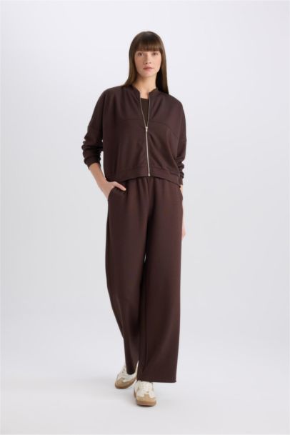 Wide Leg İnce Eşofman Altı Basic Düz Cepli Beli Lastikli Soft Touch Geniş Bol Paça