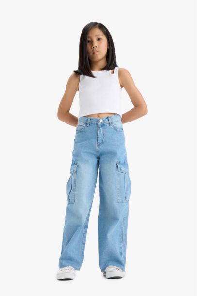 Girl Cargo Wide Leg Jeans