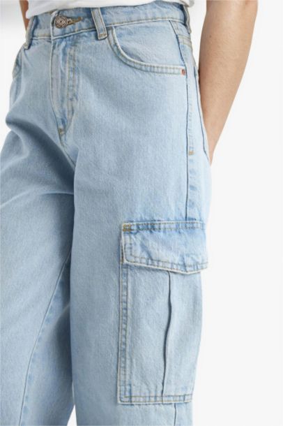 Wide Leg Kargo Geniş Paça Jean Pantolon Kız Çocuk