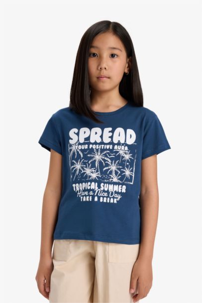 تيشيرت بناتي نص ردن مطبوع قصة عادية