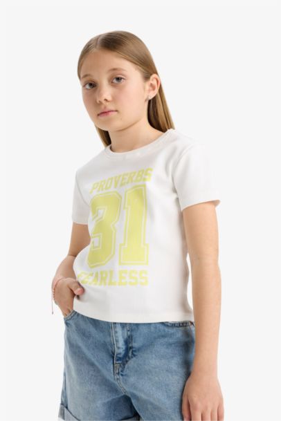 Girl Slim Fit Crew Neck Anime Printed T-Shirt