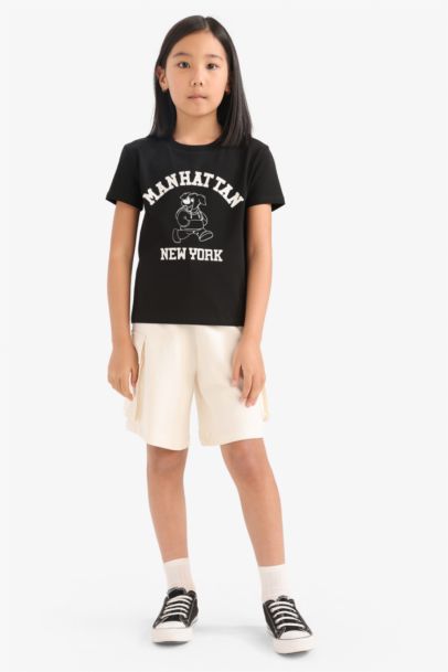 T-shirt imprimé à col rond et manches courtes pour fille