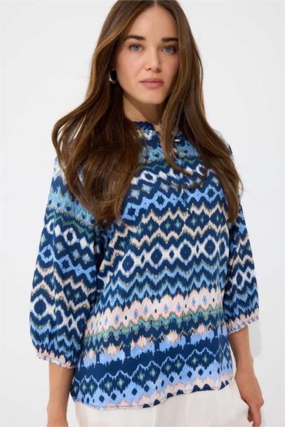 Рубашка с рисунком и длинными рукавами, V-образный вырез, Regular Fit