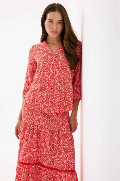 قميص كم طويل قصة عادية برقبة V