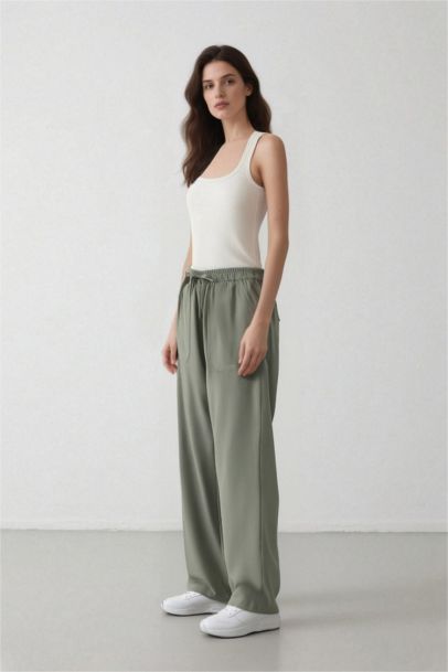 Straight Fit High Waist Straight Leg Modal Trousers