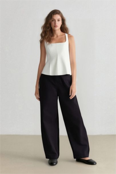 Carrot Fit Gabardine Trousers
