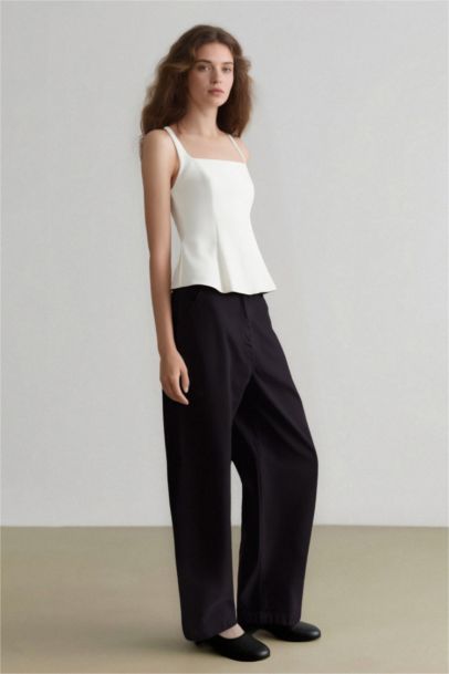 Carrot Fit Gabardine Trousers