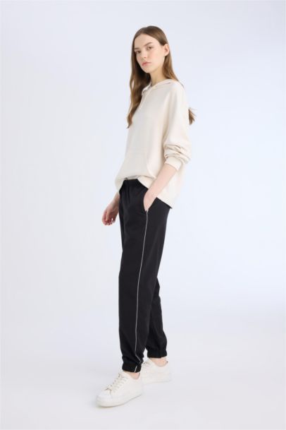 Pantalon de Jogging noir slim à taille élastique avec poches