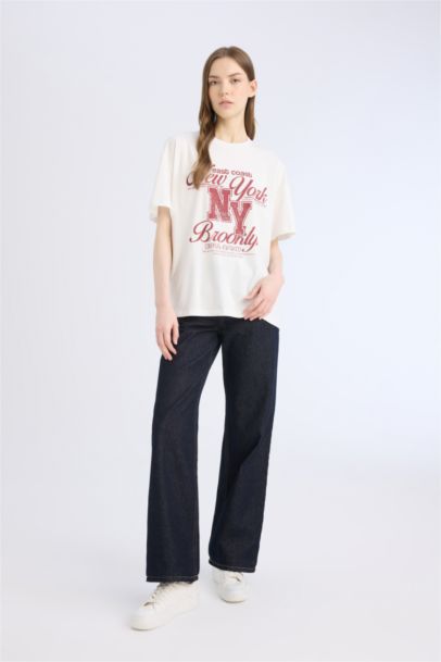 %100 Pamuk Oversıze Baskılı Tişört