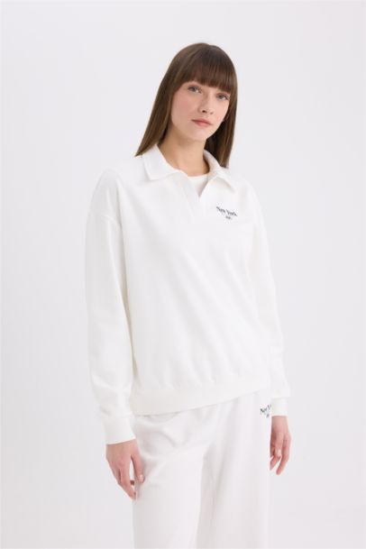 Relax Fit Printed Long Sleeve Sweatshirt