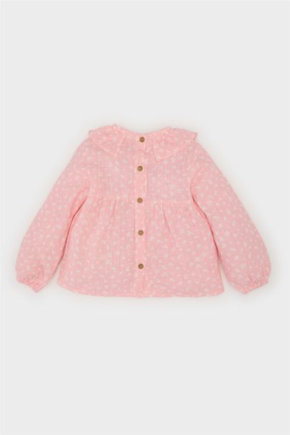 قميص ردن طويل فلورال قصة عادية