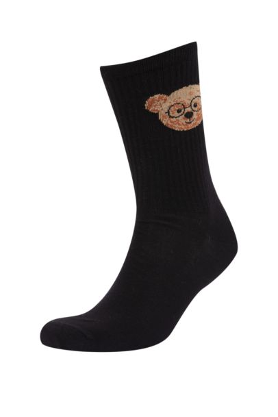 Erkek Ayıcıklı Rahat Lastikli 2'li Pamuklu Uzun Çorap