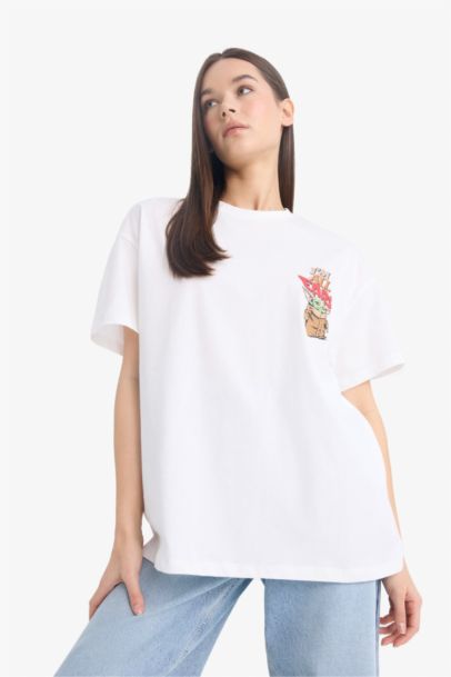 Star Wars-Mandalorian Oversize Fit Back Printed T-Shirt