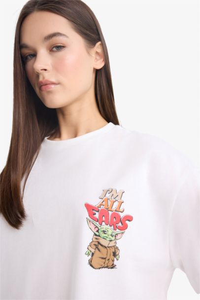 Star Wars-Mandalorian Oversize Fit Back Printed T-Shirt