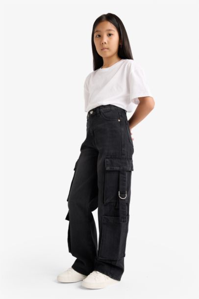 Girl Cargo Wide Leg Jeans