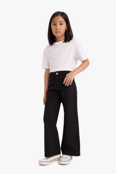 Girl Wide Leg Cotton Trousers