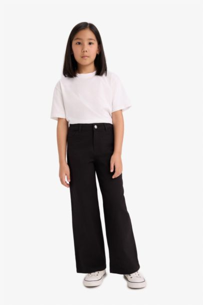 Girl Wide Leg Cotton Trousers