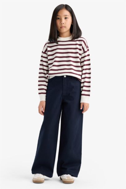 Girl Wide Leg Cotton Trousers