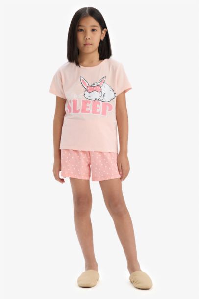 Ensemble pyjama imprimé à manches courtes et short pour fille