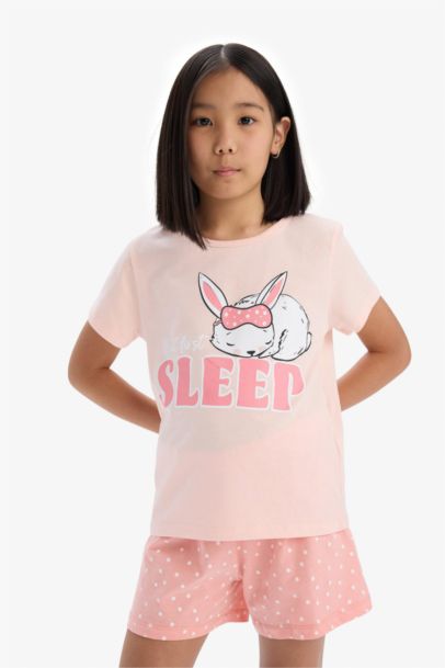 Ensemble pyjama imprimé à manches courtes et short pour fille