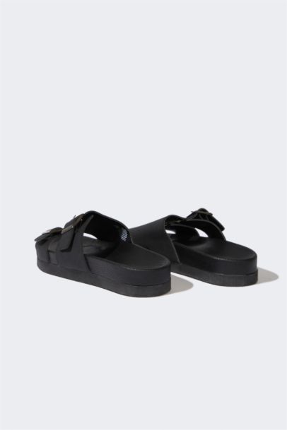 Boy Flat Sole Faux Leather Slippers