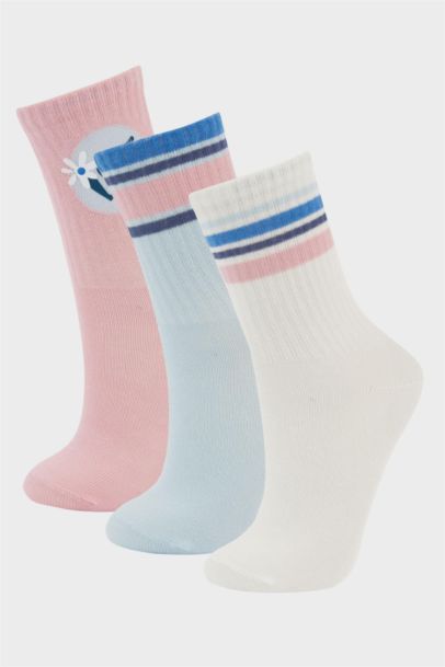 Girl 3 Piece Cotton Long Socks