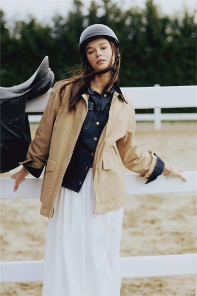 %100 Pamuk Regular Fıt Kontrast Yakalı Cepli Mevsimlik Ceket Mont