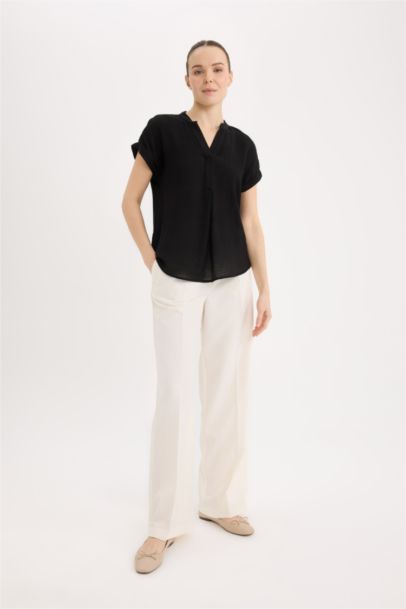 Regular Fit Open Neck Basic Blouse