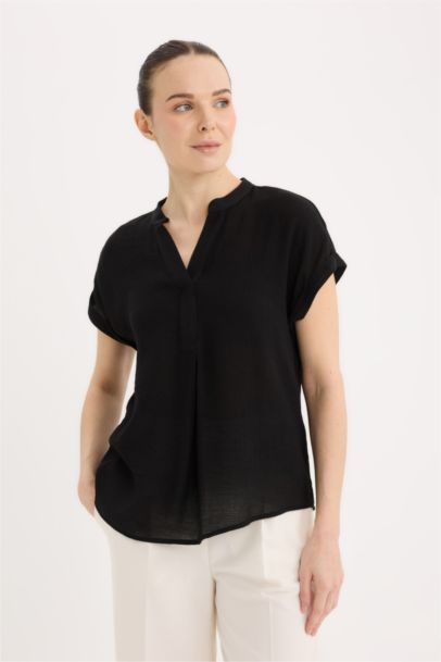 Regular Fit Open Neck Basic Blouse