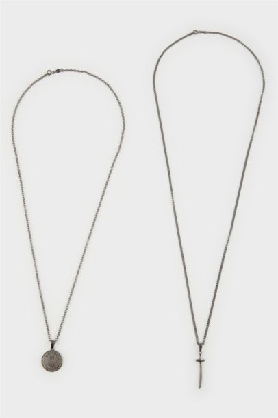 Atolyewolf x Defacto Man Sword Shield Figured Chain 2 Piece Necklace