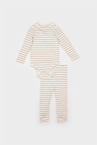 Ensemble de Body côtelé rayé et pantalon à taille élastique pour bébé garçon