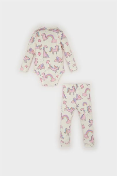 Ensemble Pyjama imprimé Licorne Body et Pantalon pour bébé fille