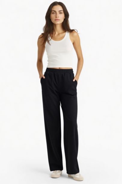 Straight Fit Elastic Waist Sweatpants